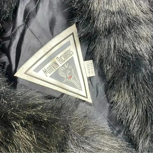 Marvin Richards Black Faux Fur Trim Cape Coat - Picture 9 of 10